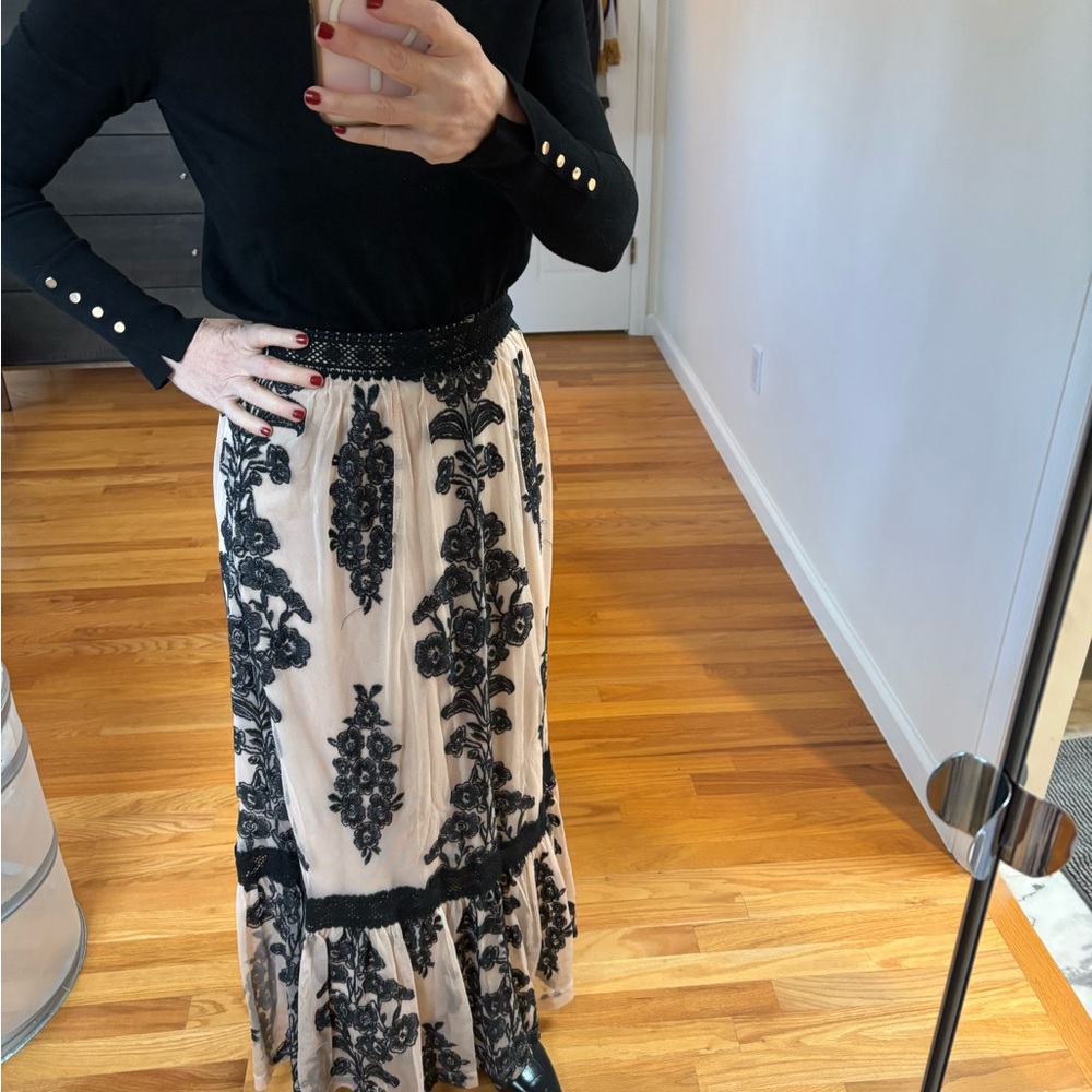 Altar'd State Black and Cream Maxi Skirt
